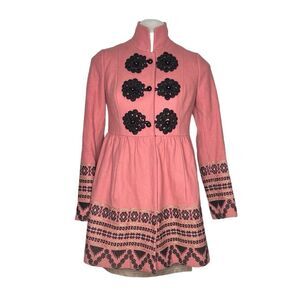 PLENTY By Tracy Reese Pink Black Coat Elimovna Wool Blend Size 2 Anthropologie